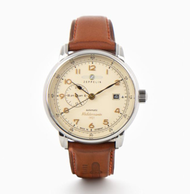 Zeppelin Automatic Men's Watch Beige Dial Leather Band Méditerranée 9668-5