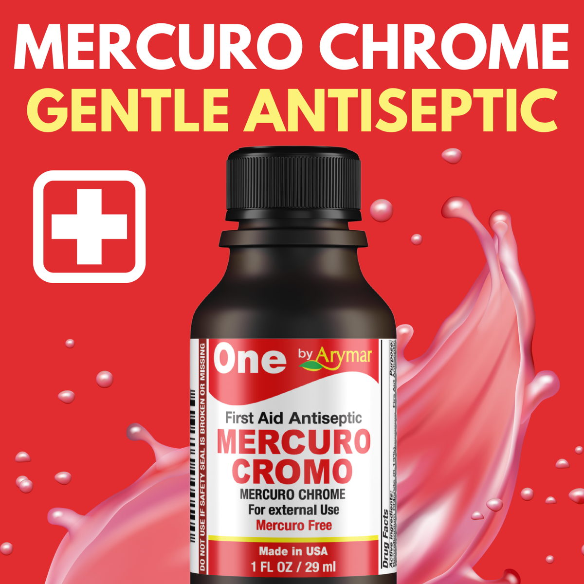 Arymar Mercuro Chromo – First Aid Antiseptic for Wounds, 1 fl oz