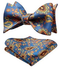 Bow Ties for Men Paisley Bowties Mens Self Tie Bow One Size Navy Blue  Orange