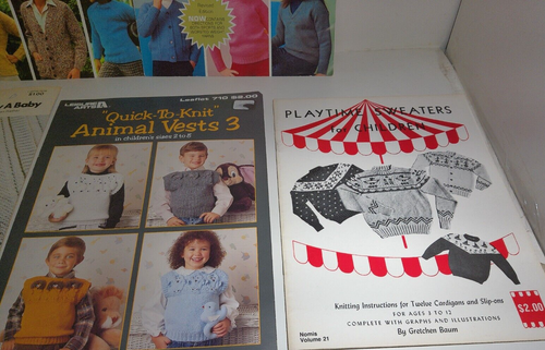 VTG Mixed Lot of 7 Knitting Pattern Books Bernat Togs for Teddy CM Leisure arts - Picture 4 of 4