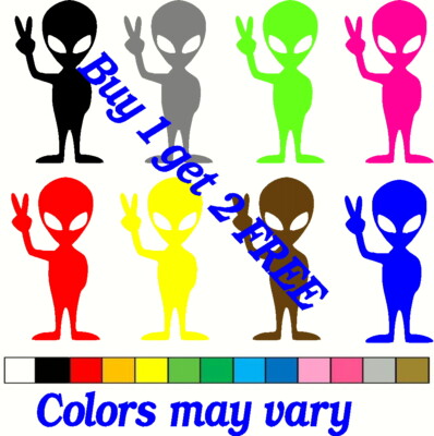 Alien Sticker Vinyl Decal BUY 1 Get 2 FREE Peace Funny Car Window Space Sci-Fi