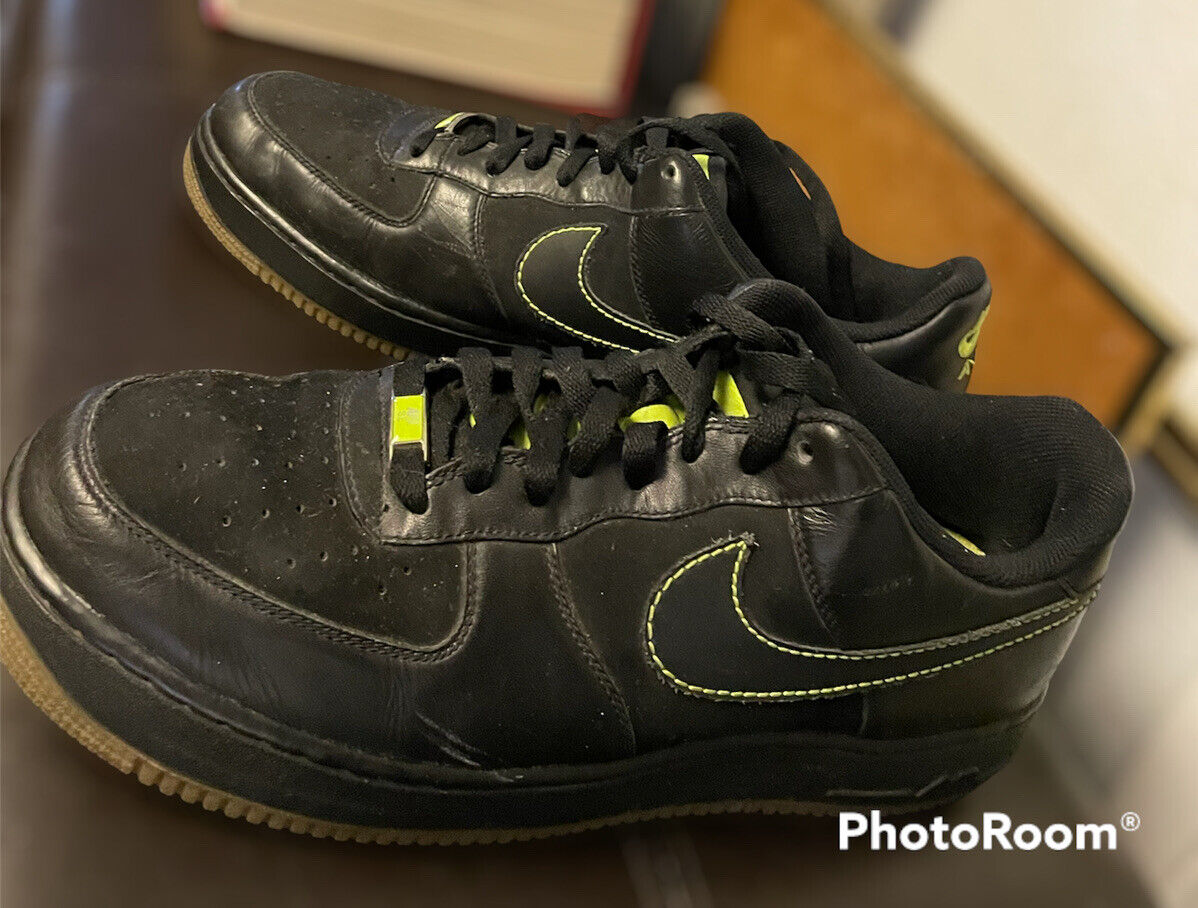 2007 NIKE AIR FORCE 1 '82 BLACK/VOLT GREEN SHOES 315122-002 MEN SZ US 13  RARE