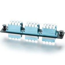 Fiber Optic Adapt Panel with 6 LC UPC Quad Connectors, 24 Port, OM3 Multimode,