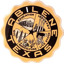 Abilene Texas Education industry Oil Agriculture Vintage Souvenir Label 4.5"