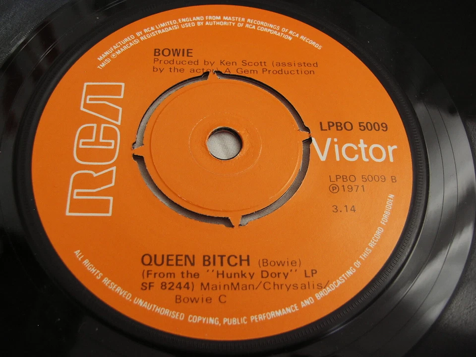 DAVID BOWIE REBEL REBEL HARD TO FIND UK PRESS RCA ORANGE LABEL FOUR PRONG CENTRE - Image 4 of 4