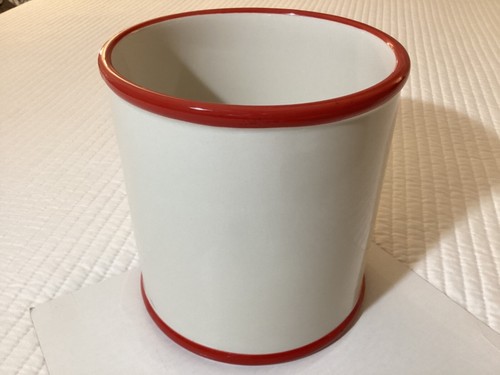 Soporte para utensilio de barro con borde rojo de lino blanco para mujer NUEVO - Imagen 3 de 8