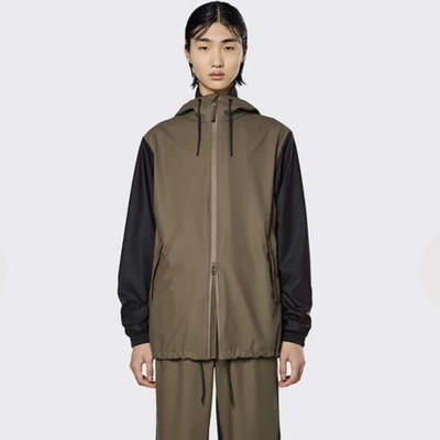 NWT Rains Storm Breaker Hooded Rain Jacket Coat Sz M - Black/Wood (Unisex)