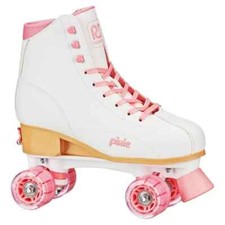 Women's Pink and White Roller Skates Indoor Outdoor Girly Quads Adjust Size 7-10
