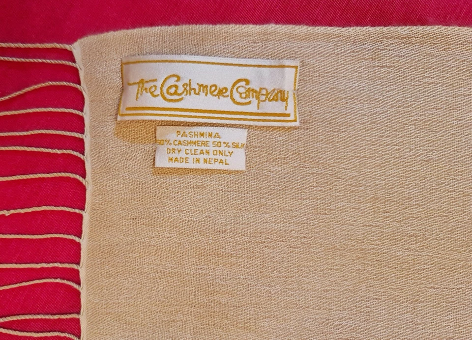 Bufanda De Colección Auténtica The Cashmere Company Beige Sólido Largo Para Hombre Flecos Foto 3 de 3