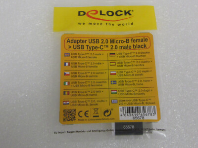 DeLock Adapter USB 2.0 Micro-B Buchse auf USB Type-C 2.0 Stecker (65678)