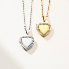 Stainless Steel White AAA Cz Pendant Women's 18K Gold Love Heart Chain Necklace