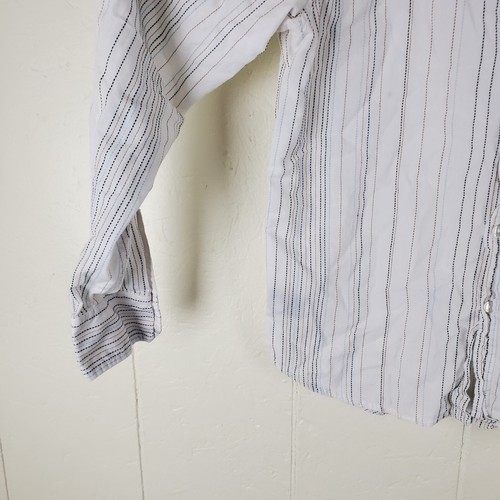 Billabong Shirt Mens Medium White Stripe Button Up Collared Pocket Long Sleeve - Picture 8 of 17
