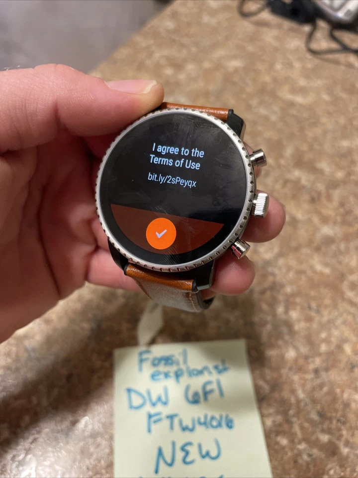 Fossil FTW4016 Men's Smartwatch Explorist HR Tan Leather Band New - Image 2 of 4