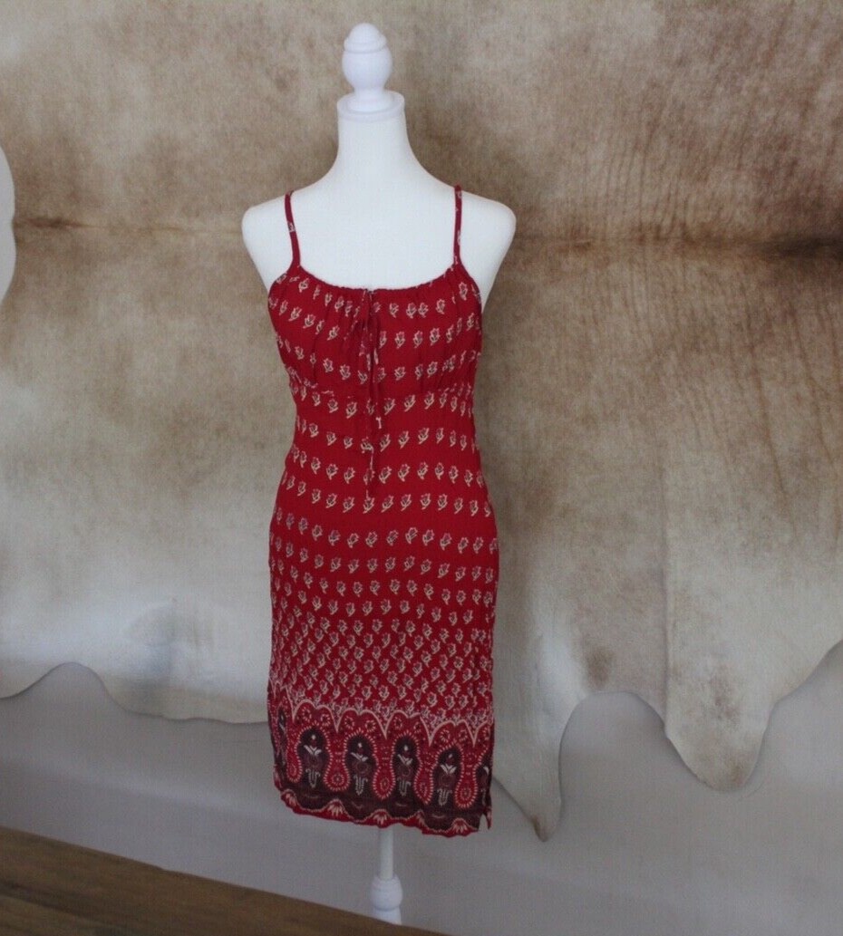 Urban Life vintage 70's boho style dress, red/multi color, size M