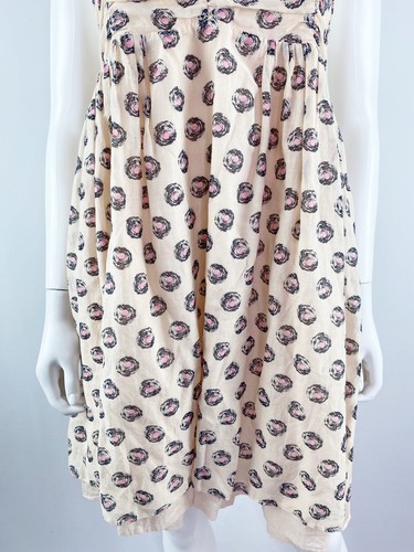 Manoush Light Pink Printed Babydoll Halter Dress Size 36 US S Silk Cotton Blend - Picture 4 of 10