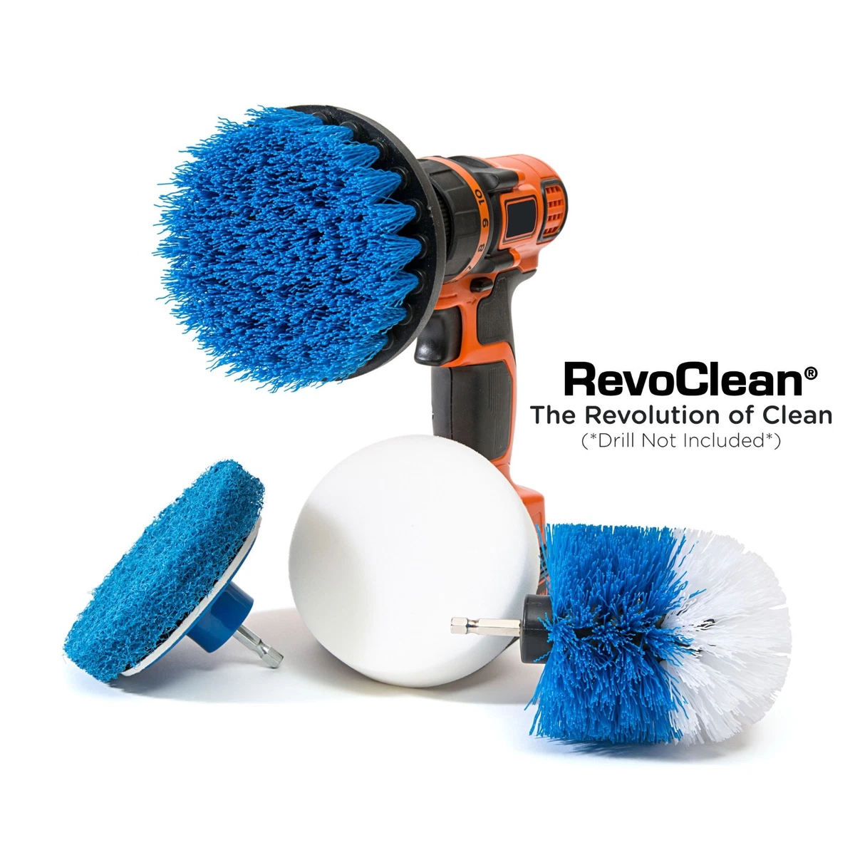 RevoClean® Ultimate 4 Piece Scrub Drill Brush Multi-Purpose Deep Cleaning Kit 819358009395