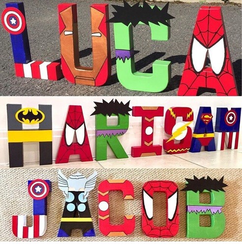 Childrens Superhero letters Boys Batman spiderman Marvel Avengers End Game Dc - Picture 8 of 11