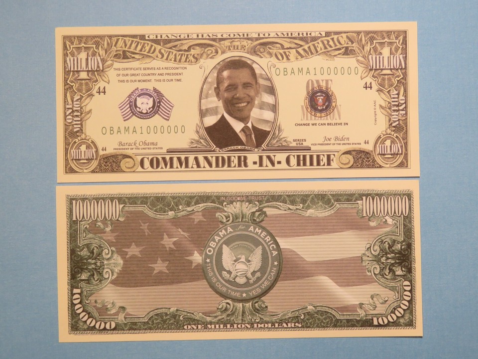 4 Bills: 44th President Barack OBAMA, Commander - $1,000,000 One ...