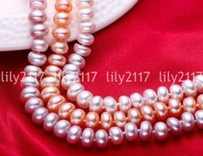 Natural 8-9mm Freshwater Pearl Rondelle Beads Necklace Fashion Jewelry 18''