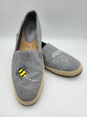 BASS Women's Gray Happy Animal Bee Embroidered Loafer