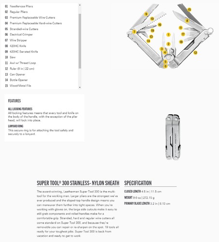 Leatherman YL831149 Supertool 300 Multi Tool 13 Functions (0427) - Imagen 5 de 5