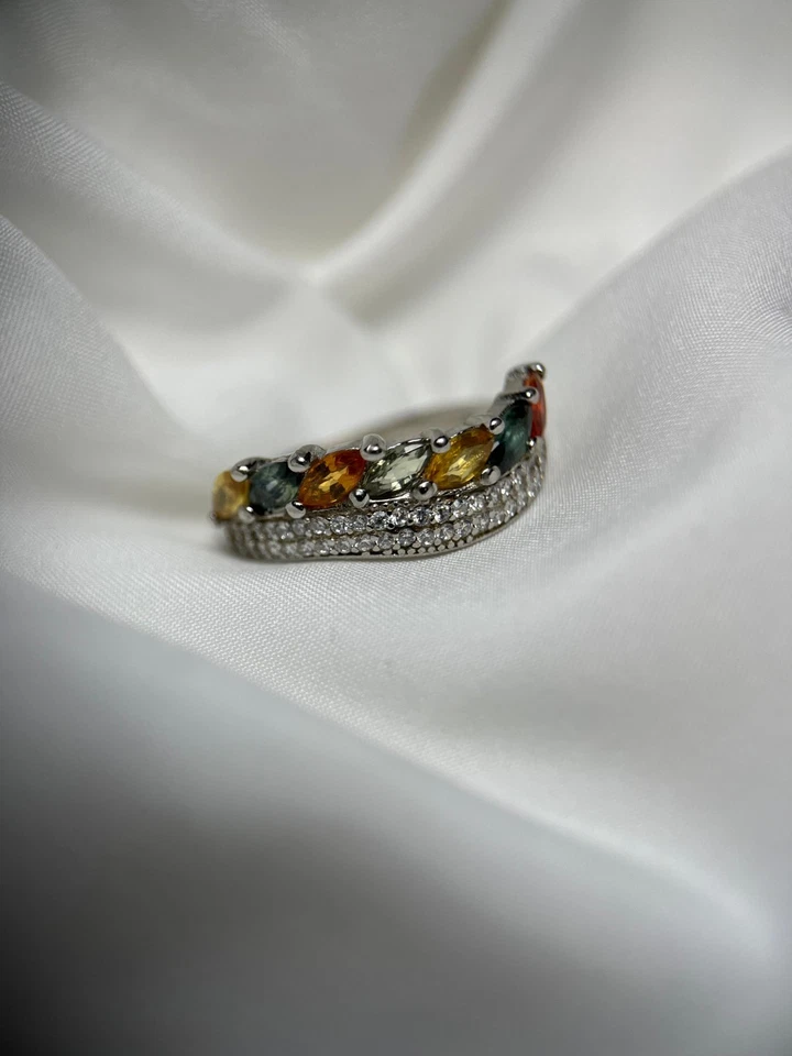 Anello multicolore in argento zaffiro - Immagine 2 di 3