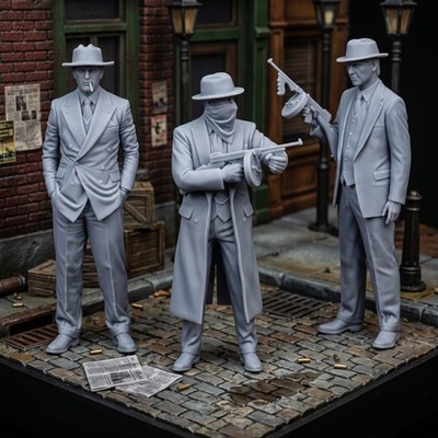 Gangster Mafia Set - 3D Druck Resin Miniaturen - 1:24, 1:35, 1:48, 1:72, 1:87
