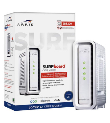 ARRIS SURFboard SB8200 DOCSIS 3.1 Cable Modem 2Gbps 2-Port White