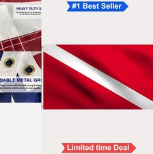 Diver Down Scuba Diving Flag 2x3 Ft Polyester Double Stitched Fade Resistant