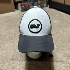 Vineyard Vines Hat Cap Snap Back Mens Gray White Whale Logo Trucker Mesh