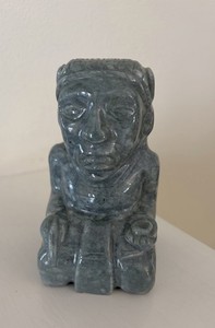 Mayan Olmec Jade God N Monkey Scribe Copan Carved Large Figure Aztec Mask Statue