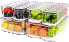 Fridge Organizers and Storage, 6 Pack Clear Freezer Organizer Bins with Lids for