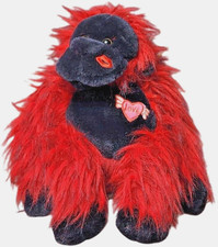 Dan Dee Red Black Valentine's Day Gorilla Plush Stuffed Animal Lips Heart Love