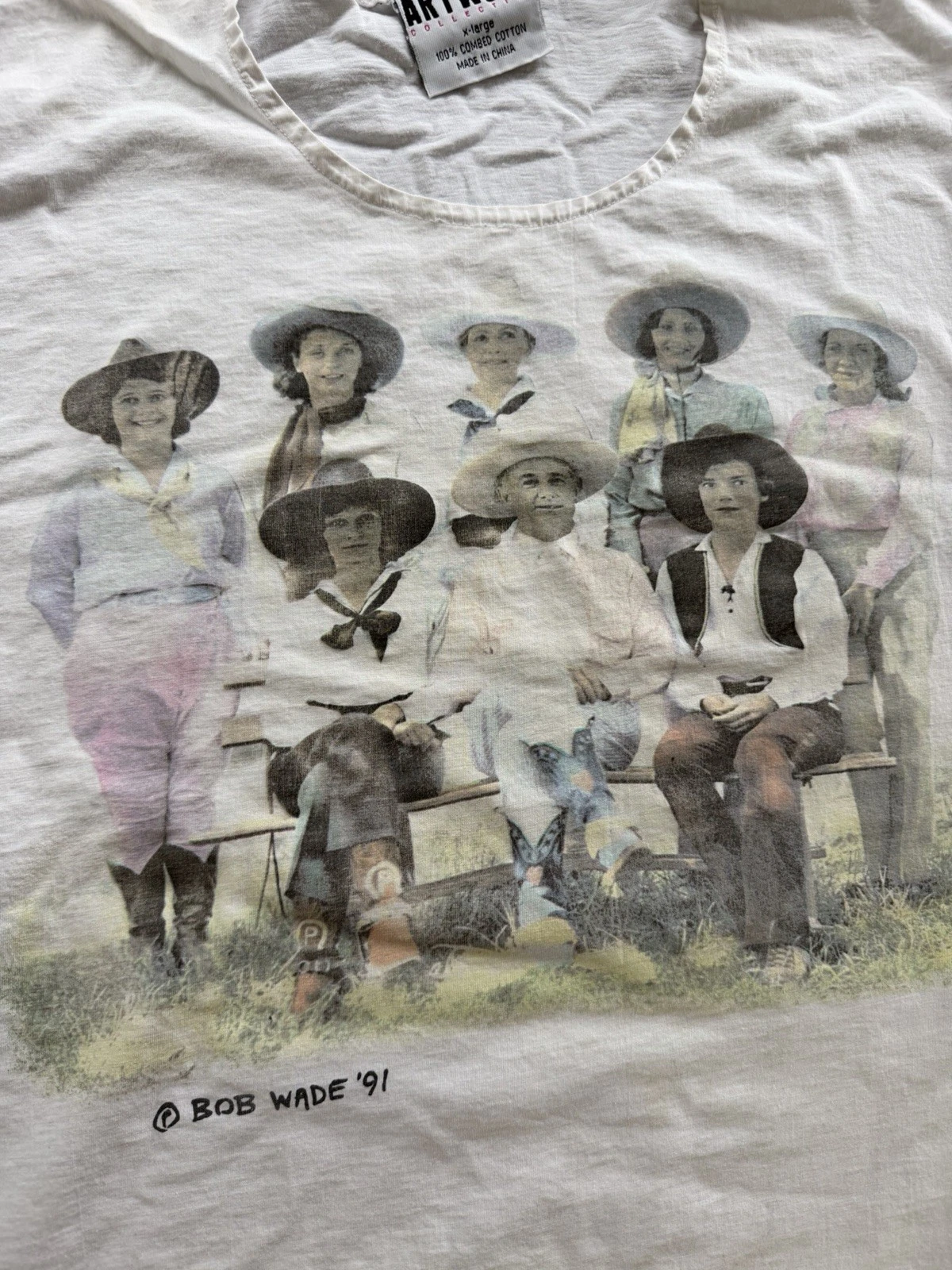 VTG Artwear 1991 Bob Wade Photography Cowgirl Tee Size XL Single Stitch Cutoff - product detail image 3