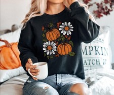 Retro Fall Floral Pumpkin Sweatshirt, Harvest Pumpkin Tee, Floral Pumpkin Season