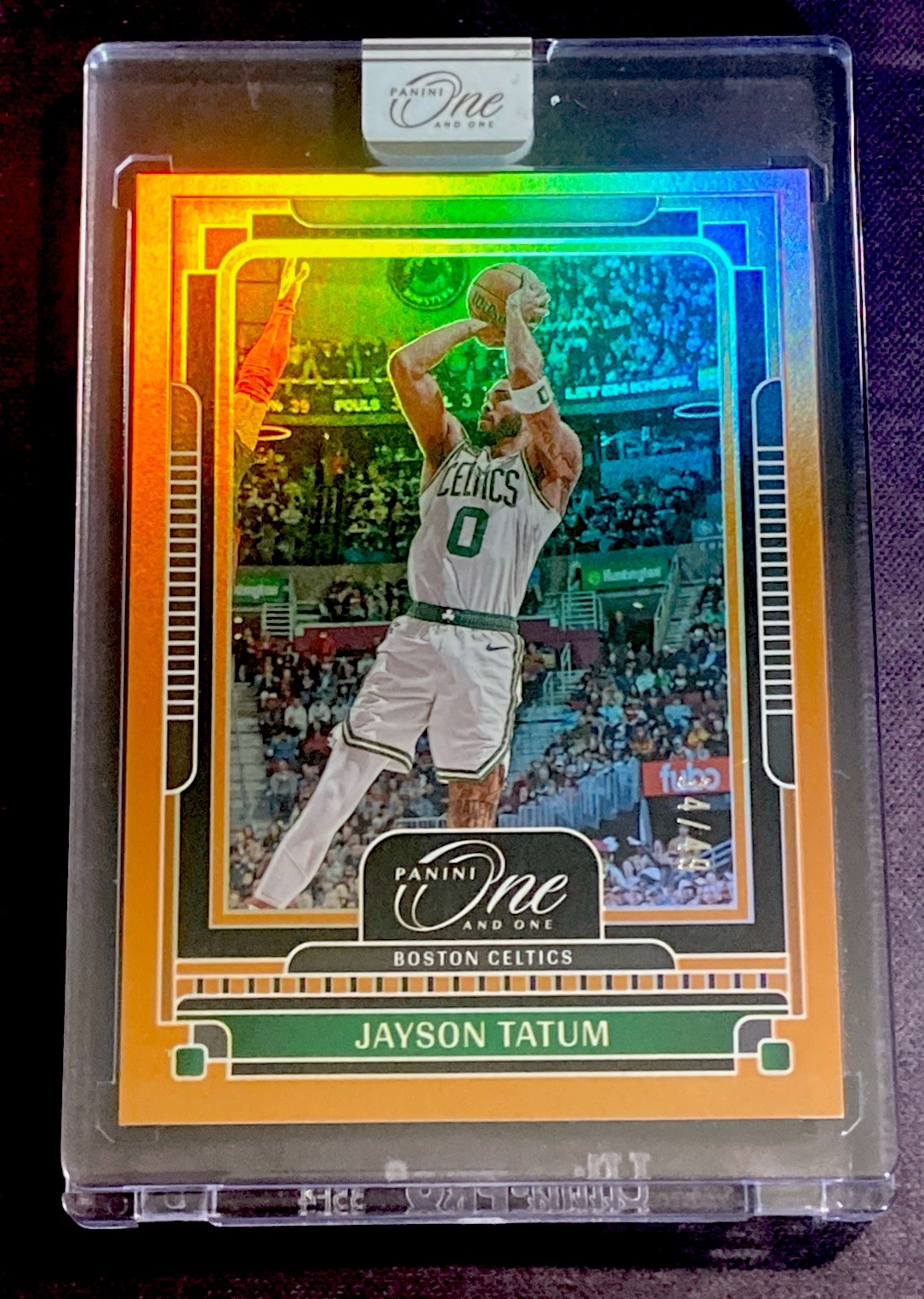 2024-25 PANINI ONE AND ONE #11 JAYSON TATUM ORANGE #d 34/49 BOSTON CELTICS