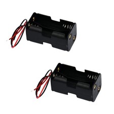 2x 4-AA Battery Spring Clip Holder Case Plastic Box Tow Layers Stacked 6V DC Out