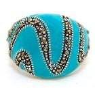 Heat Treated AAA Grade Enamel 925 Sterling Silver Ring Sz 9 F8-1 — photo 1