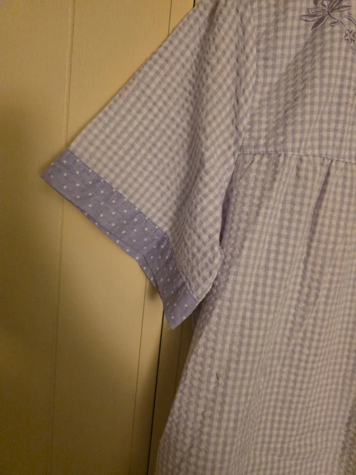 Camisón Croft & Barrow Vintage Para Mujer Seersucker Bolsillos Cómodo Talla M Foto 2 de 4