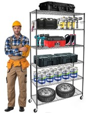 YNN Storage Shelves,2100Lbs 6 Tier Heavy Duty Metal Rolling Shelving Unit wit...