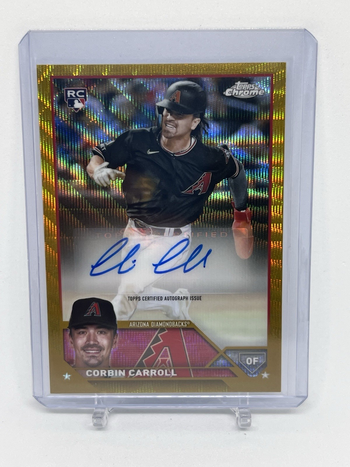 2023 Corbin Carroll Topps Chrome Gold Wave Refactor Rookie RC Auto /50