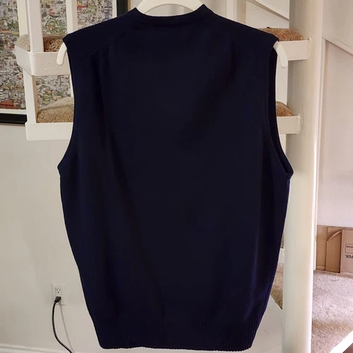 Liberty London x Drumohr Knitwear Vintage 100% Cashmere Vest Blue Made Scotland image 5
