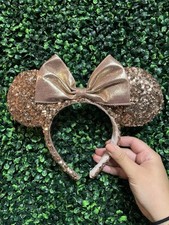 Disney Parks Ears ROSE GOLD Minnie Mouse Sequin Bow  Ears Headband