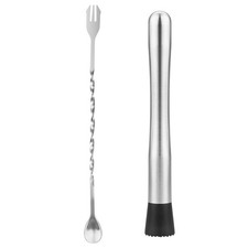 tifanso Muddler for Cocktails, 10" and Long Handle Bar Silver
