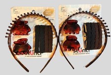Scunci 7 Pc Hair Accessory Set 2 Packs Headband Claw Clips Elastics Brown