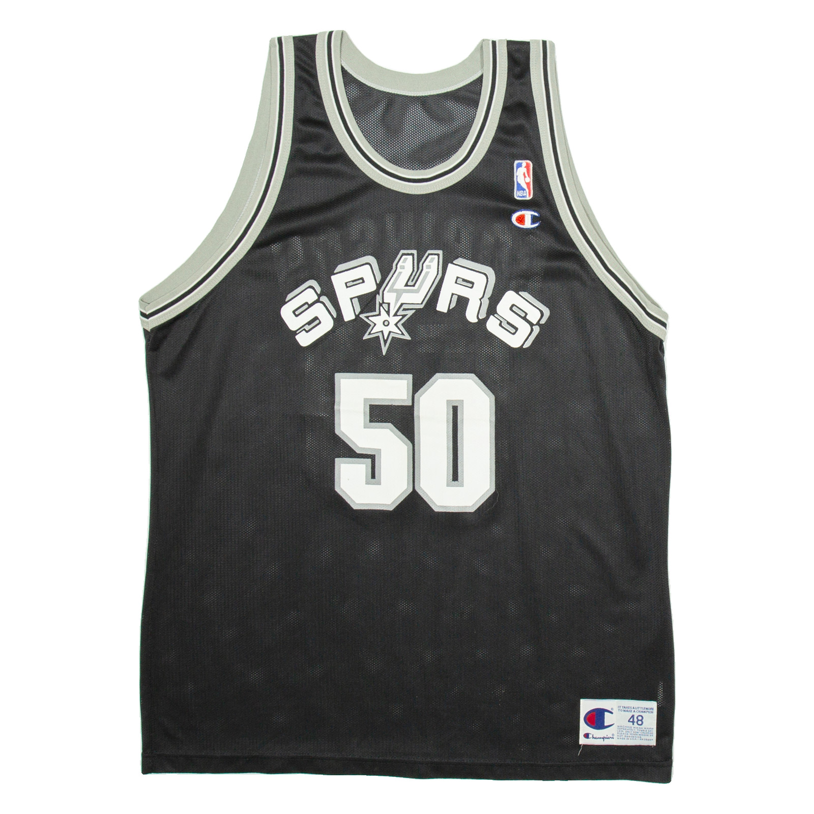 Camiseta deportiva negra sin mangas CHAMPION Spurs 50 Robinson para hombre EE. UU. M