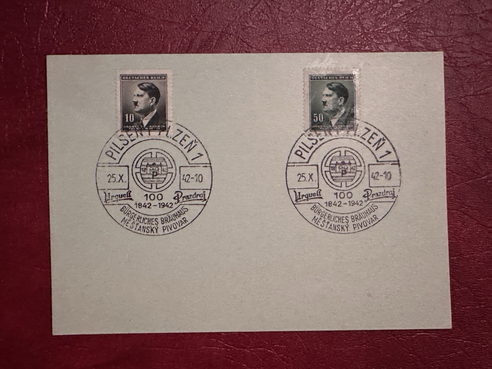 GERMANY HILTER STAMP 1942 FIRST DAY CARD CITIZEN BREWHOUSE MESTANSKY PIVOVAR