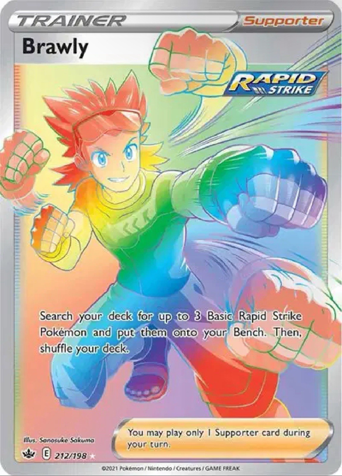 Brawly (Secret, #212/198) - Holofoil SWSH - Chilling Reign NM Pokemon