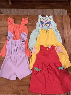 Lote de 5 vestidos y mamelucos antiguos azul marino niña talla 5T