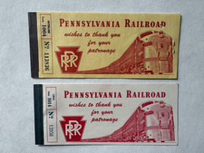 (2) Vintage PRR Pennsylvania Railroad Ticket Booklet Illustrated Train RR Covers
